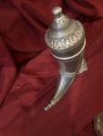 Norwegian Viking Drinking Horn with Pewter Lid
