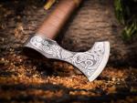 Custom Carbon Steel Viking Axe with Leather Handle