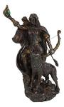 Viking Skadi Goddess with Bow and Wolf Figurine