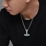 Thor Hammer Necklace in 925 Silver with Malachite