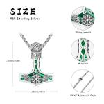 Thor Hammer Necklace in 925 Silver with Malachite
