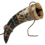 Viking Drinking Horn with Leather Snakeskin Holder