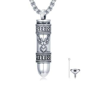 Viking Rune Bullet Urn Necklace for Ashes