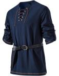 Men's Navy Blue Viking Costume Lace-Up Shirt