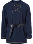 Men's Navy Blue Viking Costume Lace-Up Shirt