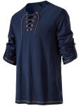 Men's Navy Blue Viking Costume Lace-Up Shirt