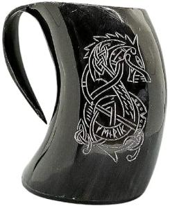 Dragon Horn Tankard - Mjolnir & Odin Design