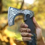 Handmade Carbon Steel Viking Hatchet with Leather Sheath