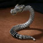 Sterling Silver Dragon Viking Bracelet for Men