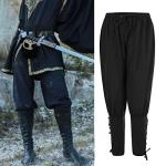 Men's Black Viking Pirate Costume Ankle Pants