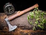 Custom Carbon Steel Viking Axe with Leather Handle