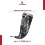 Fenrir Viking Drinking Horn with Brass Wolf Design