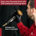 Fenrir Viking Drinking Horn with Brass Wolf Design