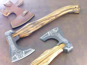 Engraved Viking Bearded Hatchet - Custom Carbon Steel