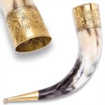 Viking Horn Mug with Brass Accents