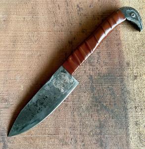 Viking Raven Head Carbon Steel Hunting Knife