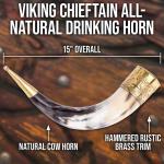 Viking Horn Mug with Brass Accents