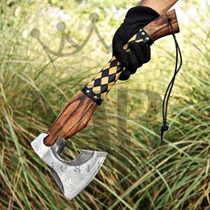 Custom Hand-Forged Viking Valhalla Axe with Sheath