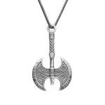 Viking Double Bladed Axe Necklace in Silver