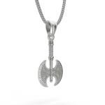 Viking Double Bladed Axe Necklace in Silver