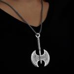 Viking Double Bladed Axe Necklace in Silver