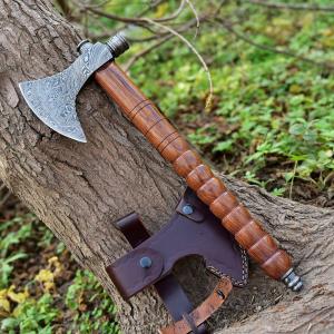 Custom Hand-Forged Damascus Steel Viking Smoking Pipe