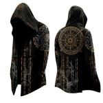 Vintage Viking Hoodie with Bronze Rune Design