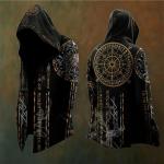 Vintage Viking Hoodie with Bronze Rune Design