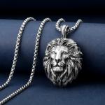Viking Lion Head Stainless Steel Pendant Necklace