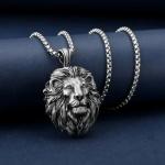 Viking Lion Head Stainless Steel Pendant Necklace