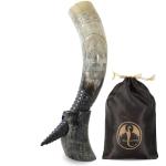 Engraved Viking Drinking Horn with Stand - Valknut Design