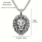Viking Lion Head Stainless Steel Pendant Necklace