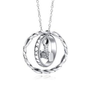 Viking Thor Hammer Necklace in Silver with Celtic Knot