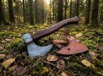 Damascus Viking Axe with Sheath and Handle