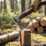 Damascus Viking Axe with Sheath and Handle