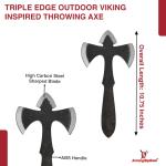 Personalized Viking Triple Edge Throwing Axe with Sheath
