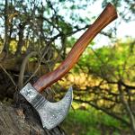 Custom Hand Forged Damascus Viking Camping Hatchet