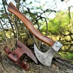 Custom Hand Forged Damascus Viking Camping Hatchet