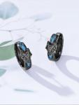 Viking Wolf Opal Hoop Earrings in Sterling Silver