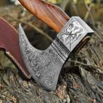 Custom Hand Forged Damascus Viking Camping Hatchet