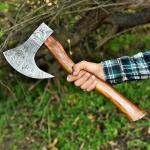 Custom Hand Forged Damascus Viking Camping Hatchet