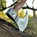 Custom Hand Forged Damascus Viking Camping Hatchet