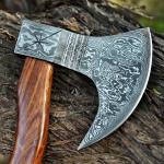 Custom Hand Forged Damascus Viking Camping Hatchet