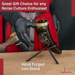 Viking Ceremonial Drinking Horn and Stand Set