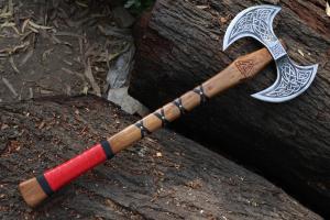Double-Head Viking Axe with Carbon Steel Blade
