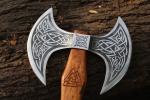 Double-Head Viking Axe with Carbon Steel Blade