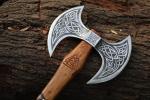 Double-Head Viking Axe with Carbon Steel Blade