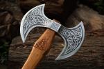 Double-Head Viking Axe with Carbon Steel Blade