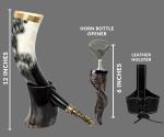 Ox-Horn Viking Drinking Horn with Stand and Leather
