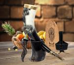 Ox-Horn Viking Drinking Horn with Stand and Leather